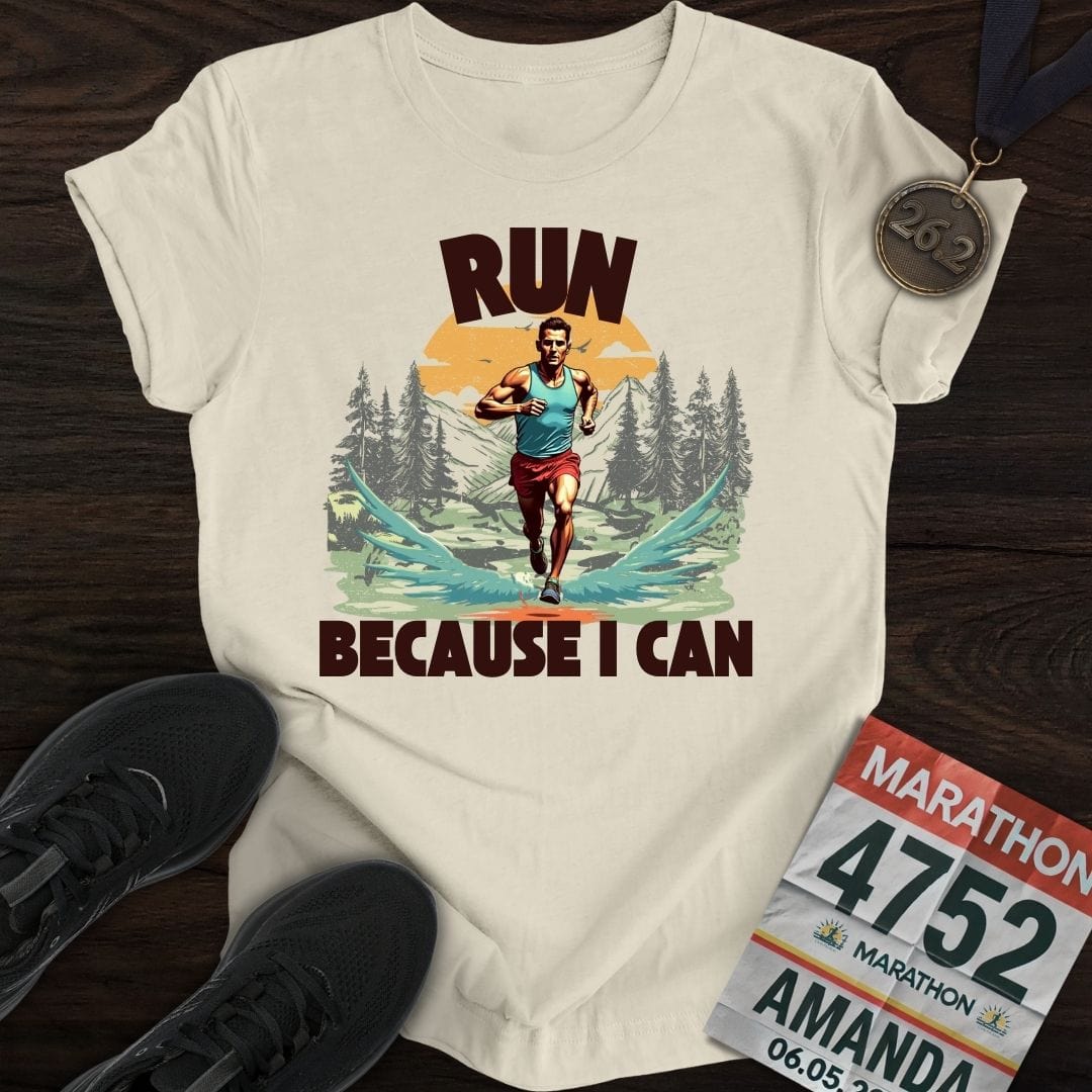 Printify T-Shirt Sand / S Run Because I Can Run! T-shirt