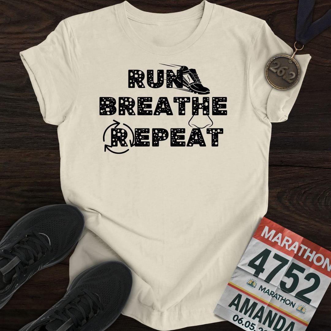 Printify T-Shirt Sand / S Run Breathe Repeat T-Shirt