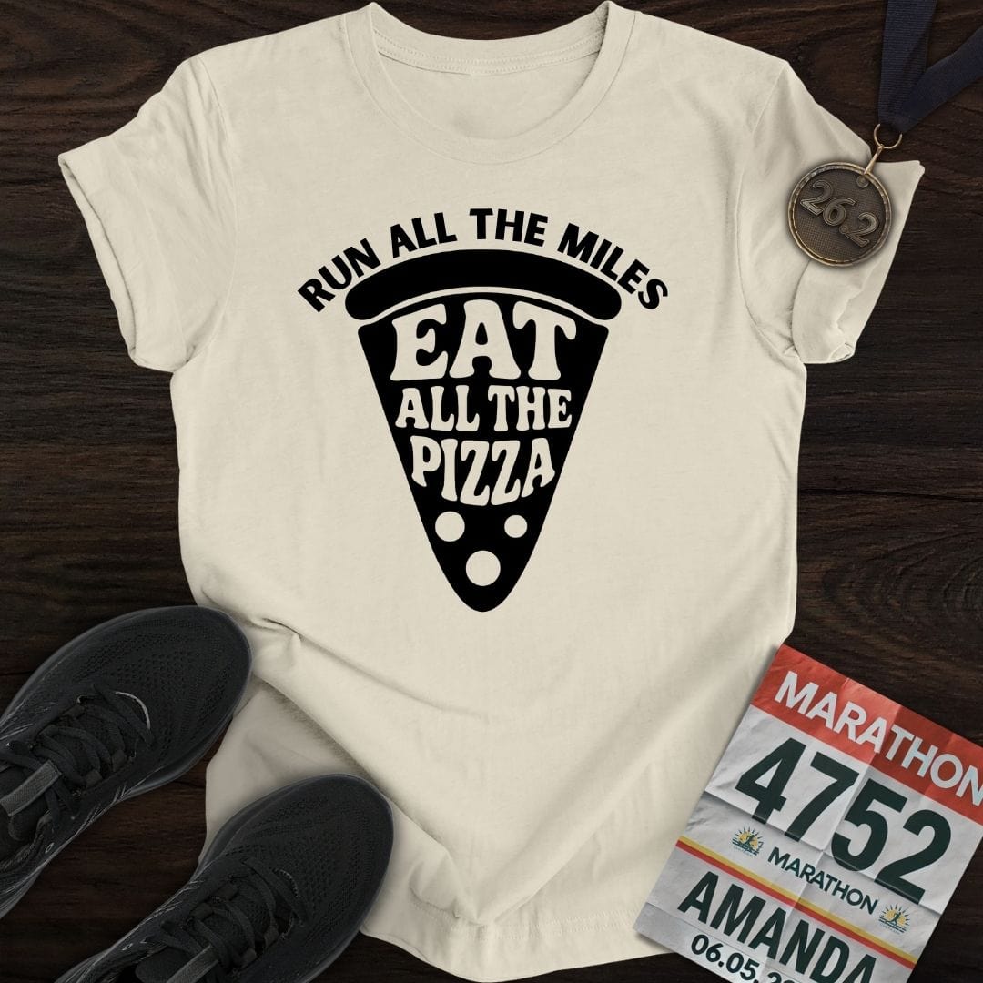 Printify T-Shirt Sand / S Run For Pizza T-Shirt