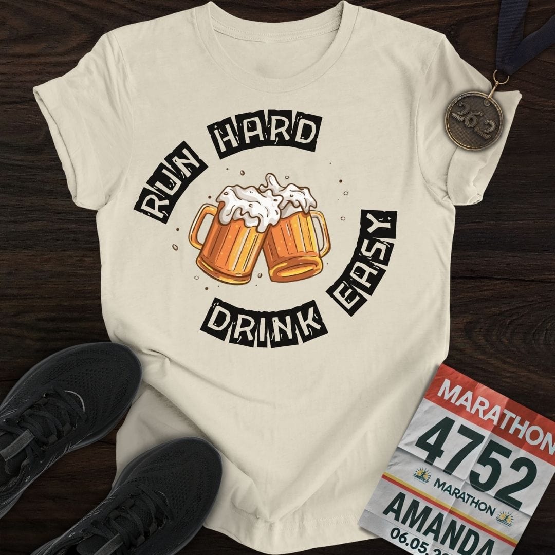 Printify T-Shirt Sand / S Run Hard Drink Easy