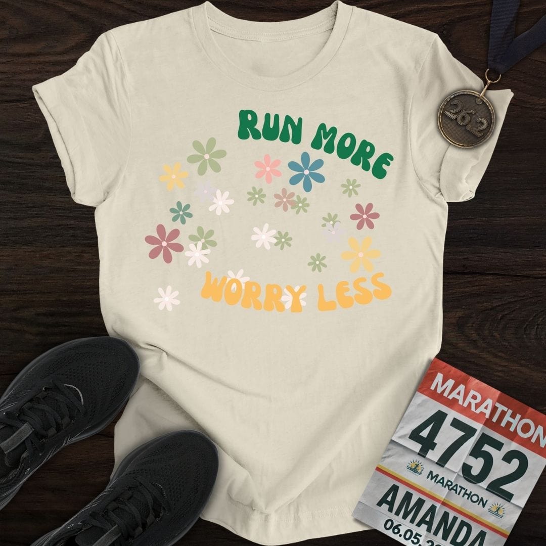 Printify T-Shirt Sand / S Run More Worry Less T-Shirt
