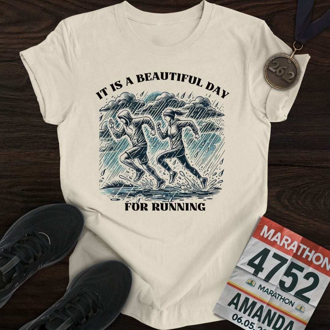 Printify T-Shirt Sand / S Run Rainy Day T-Shirt