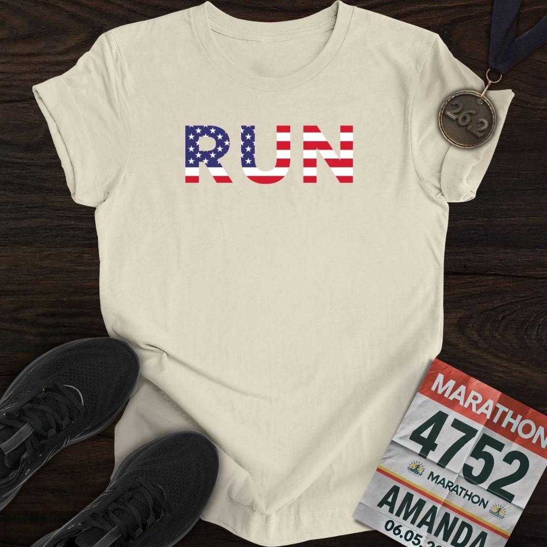 Printify T-Shirt Sand / S Run USA T-Shirt