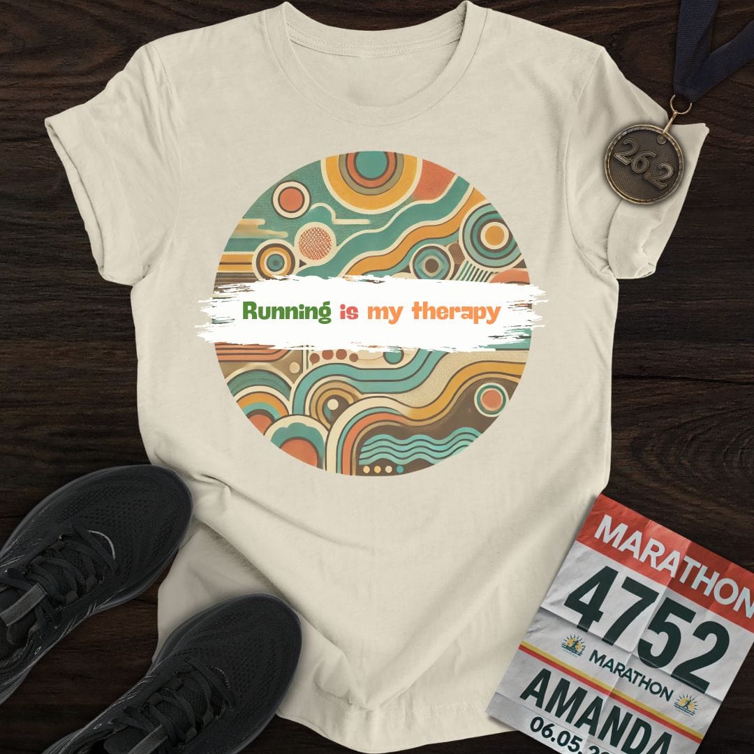 Printify T-Shirt Sand / S Running is My Therapy T-Shirt