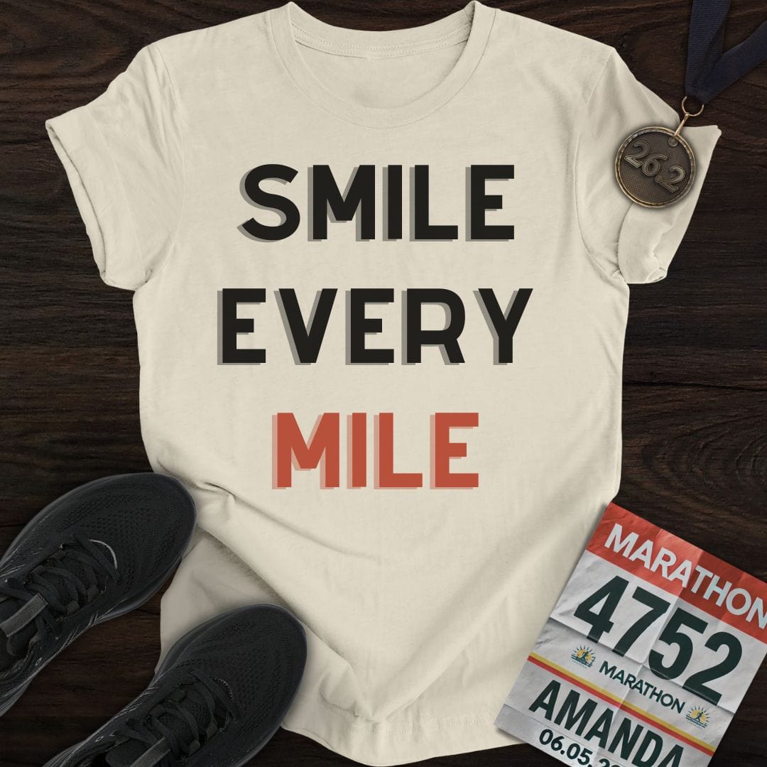 Printify T-Shirt Sand / S Smile Every Mile T-Shirt
