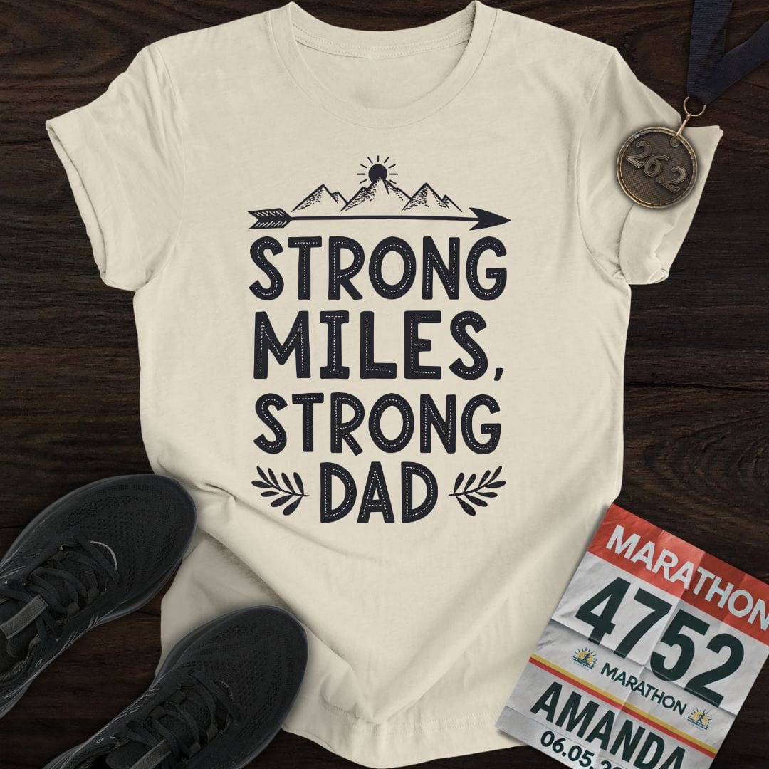 Printify T-Shirt Sand / S Strong Miles, Strong Dad T-shirt