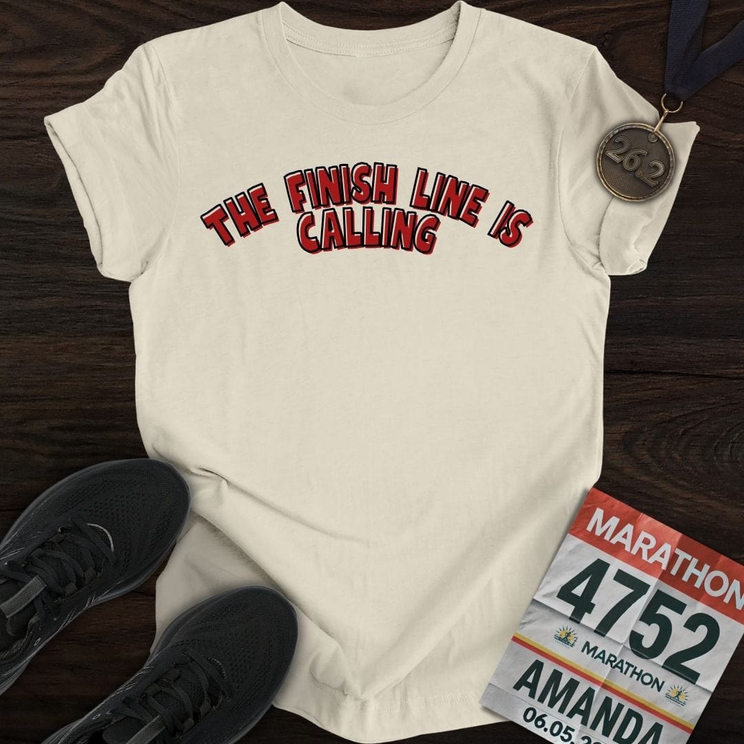 Printify T-Shirt Sand / S The Finish Line Is Calling! T-shirt