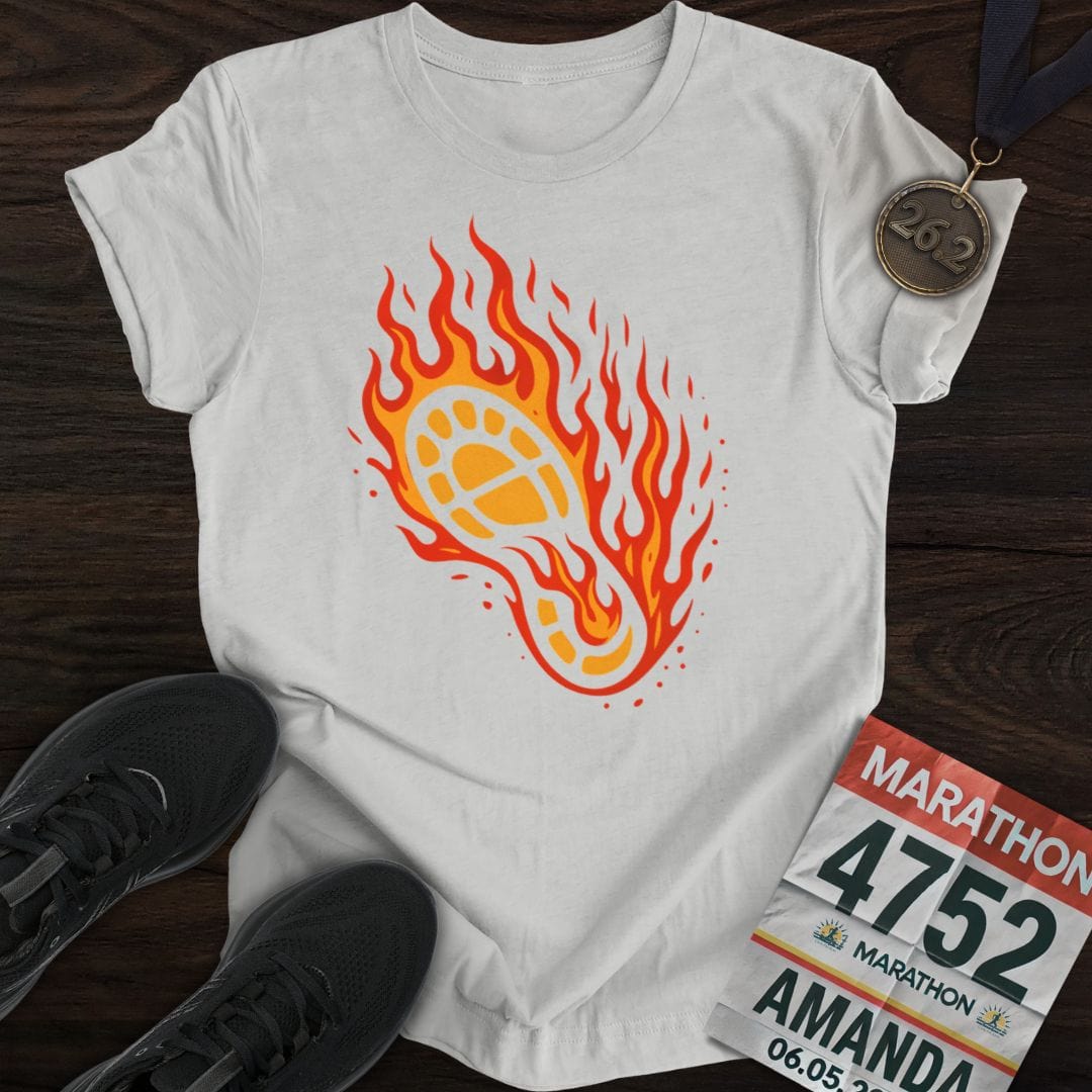 Printify T-Shirt Sport Grey / S Fire Running Shoes T-Shirt