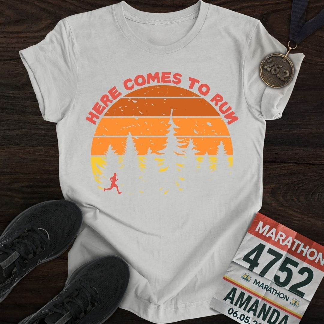 Printify T-Shirt Sport Grey / S Here Comes To Run T-Shirt