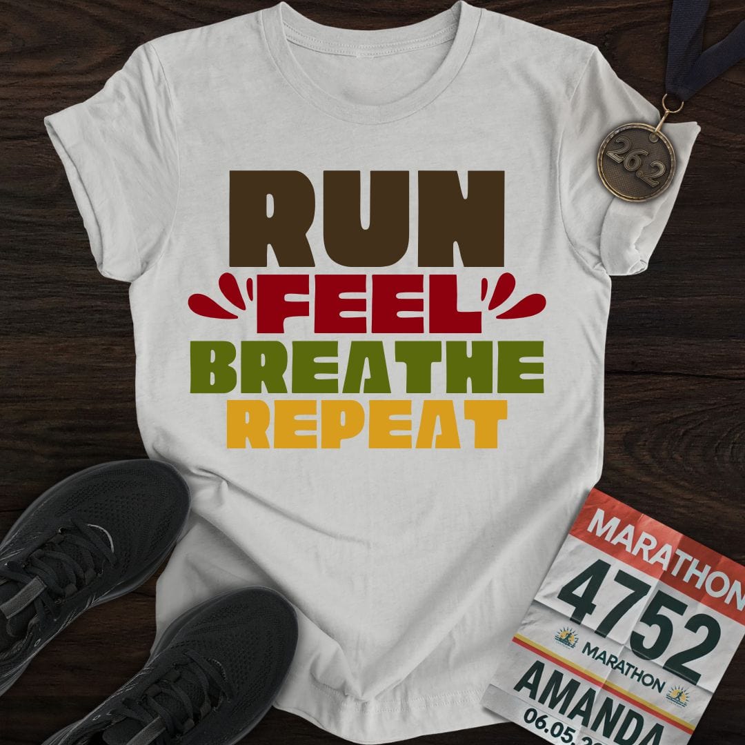 Printify T-Shirt Sport Grey / S Run Feel Breathe Repeat T-shirt