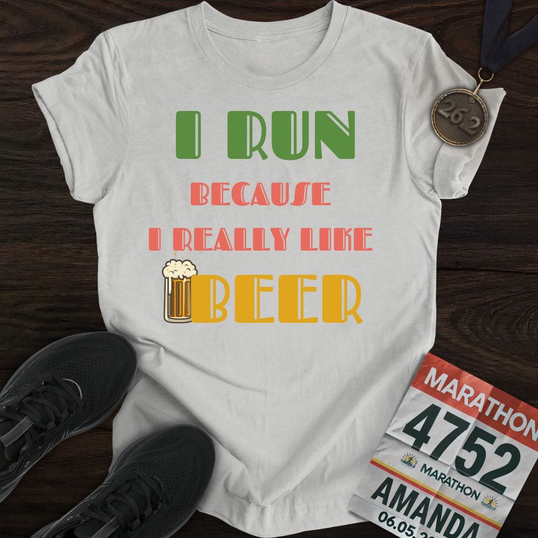 Printify T-Shirt Sport Grey / S Run For Beer T-Shirt