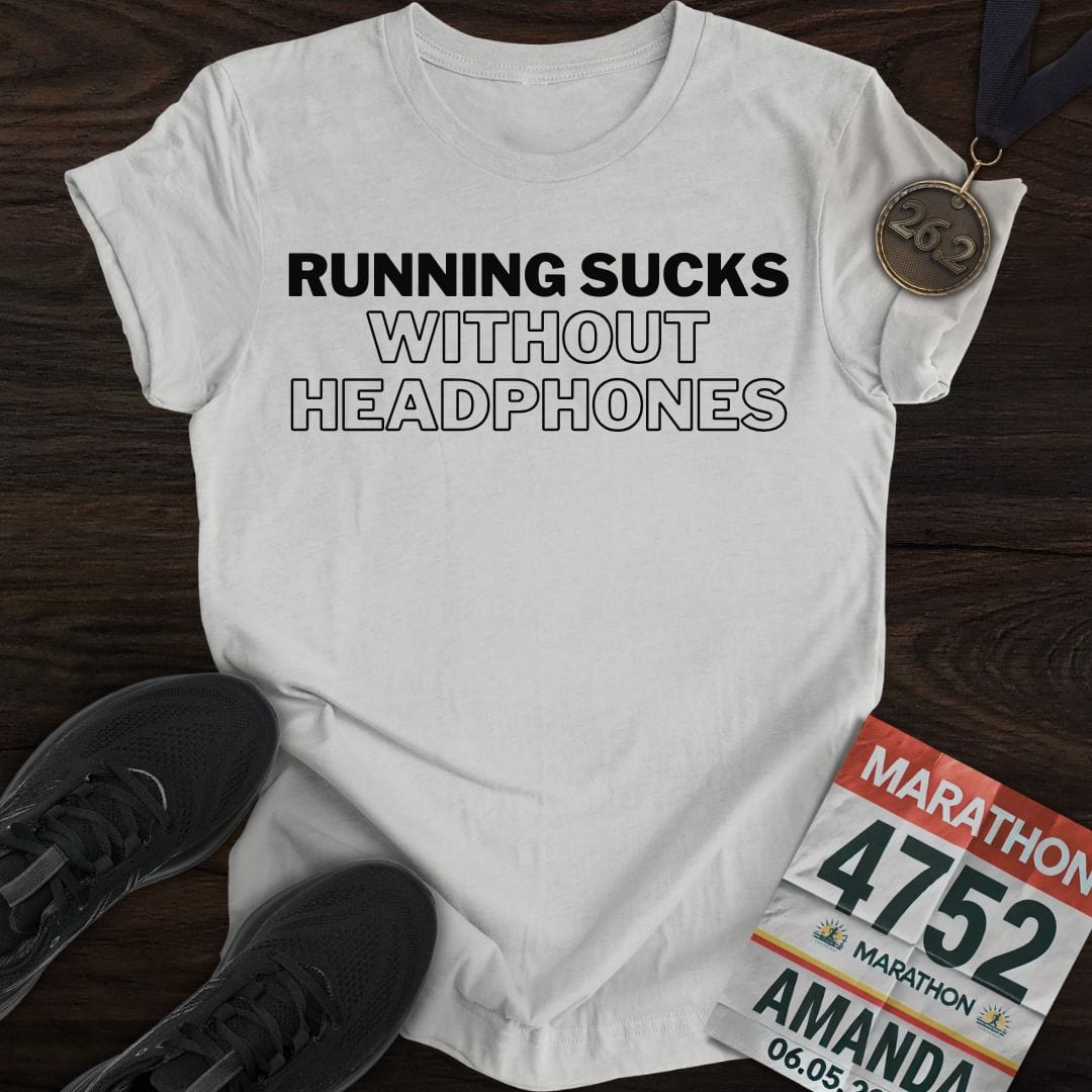 Printify T-Shirt Sport Grey / S Run Without Headphones T-Shirt