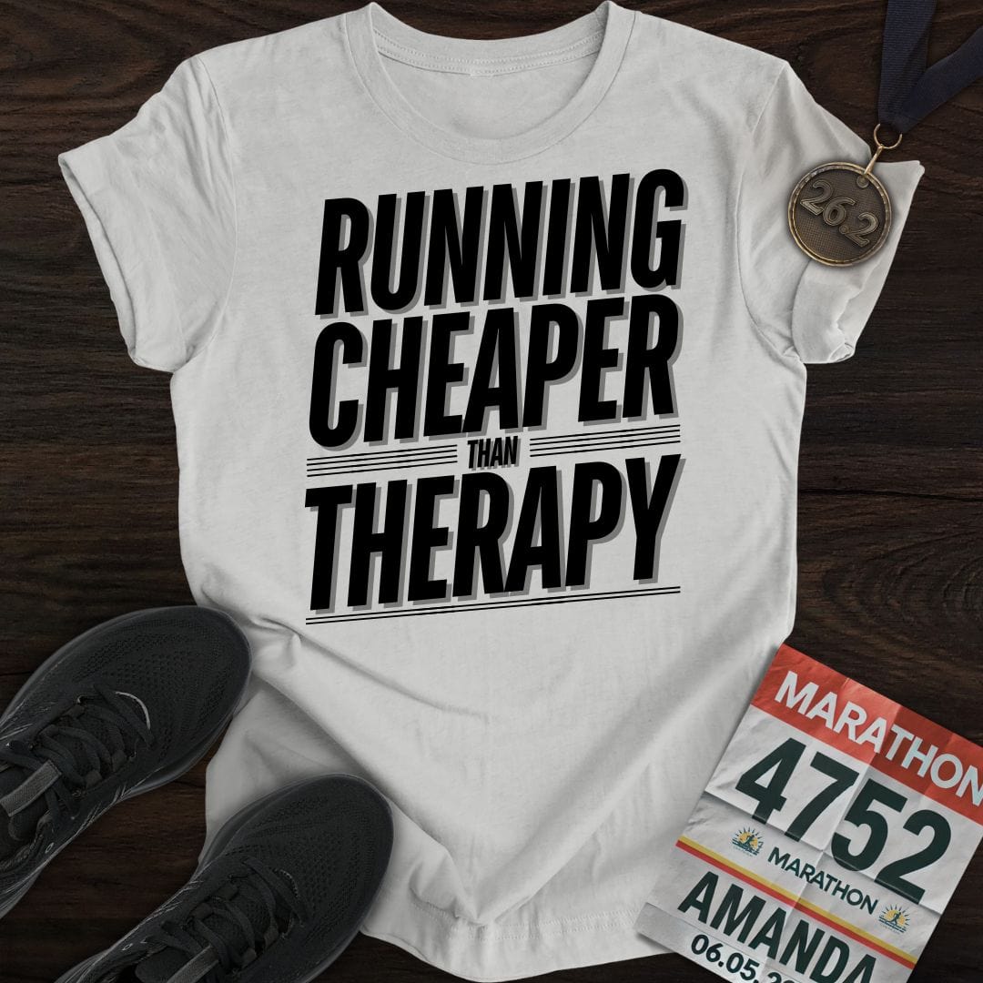 Printify T-Shirt Sport Grey / S Running Cheaper Than Therapy T-Shirt
