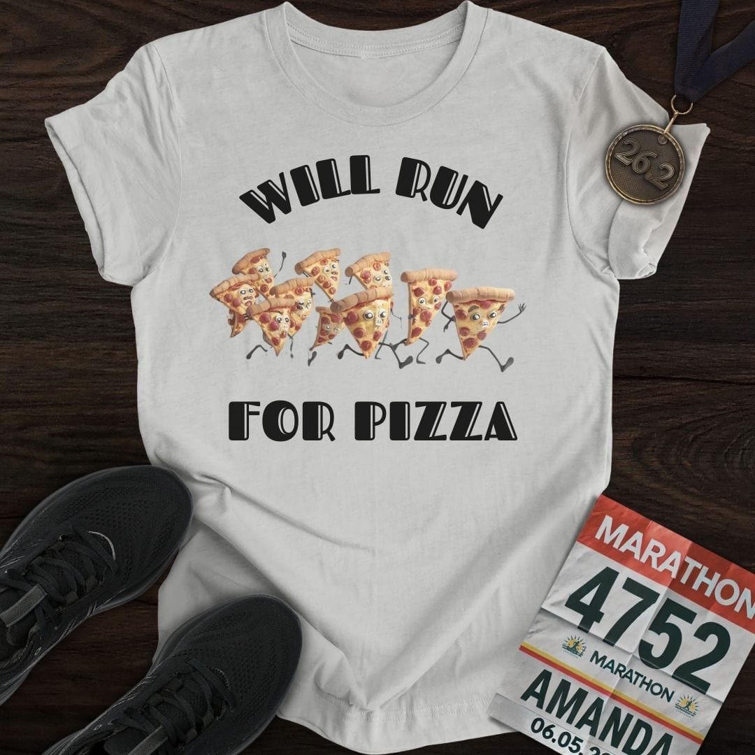 Printify T-Shirt Sport Grey / S Will Run For Pizza T-Shirt