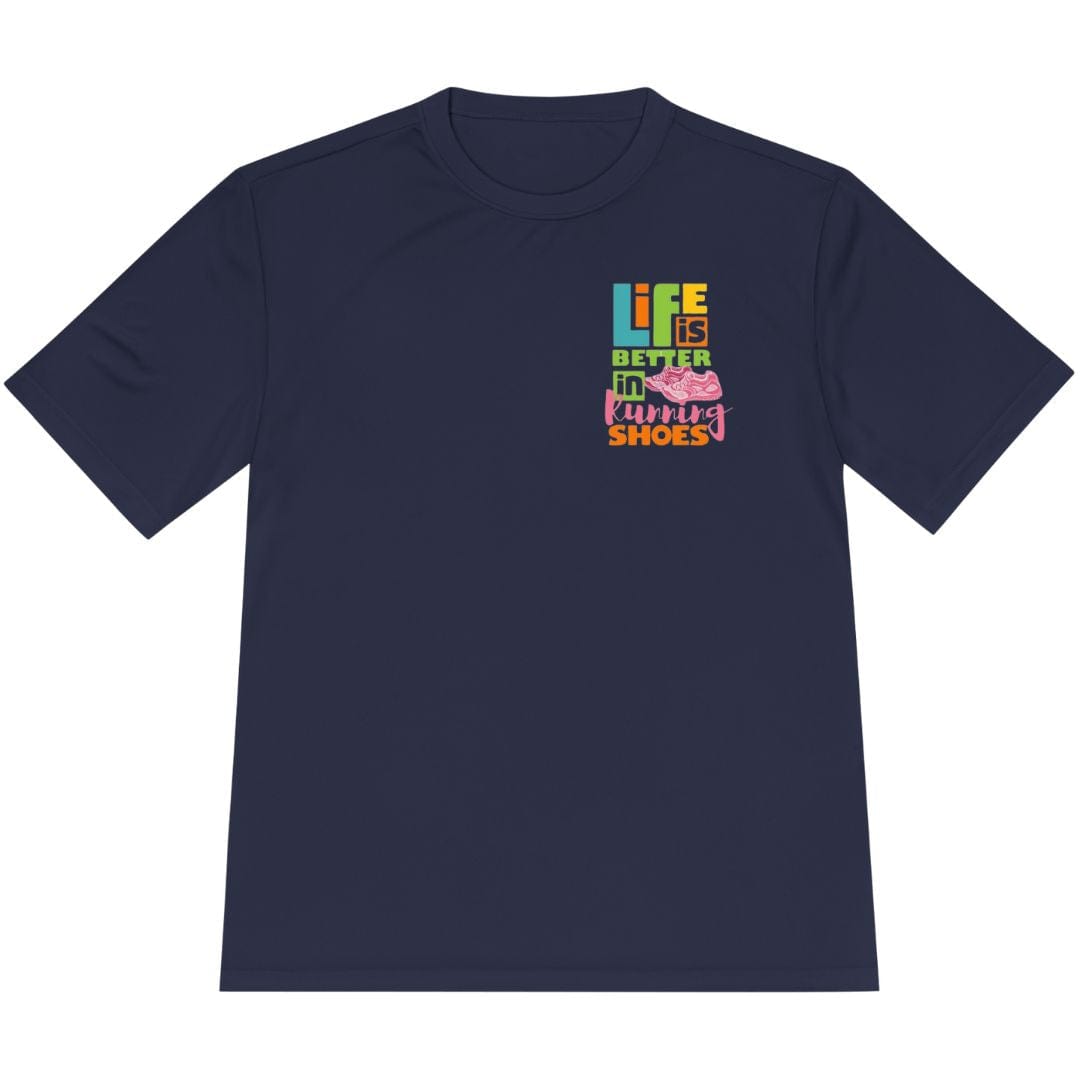 Printify T-Shirt True Navy / XS Life Is Better In Running Shoes T-Shirt / Pro