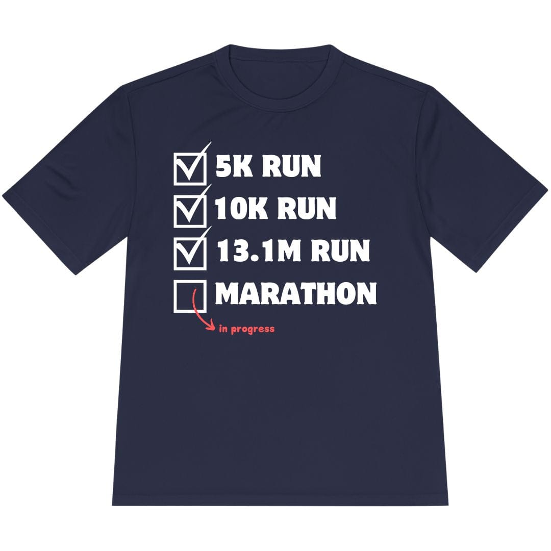 Printify T-Shirt True Navy / XS Marathon In Progress T-Shirt / Pro
