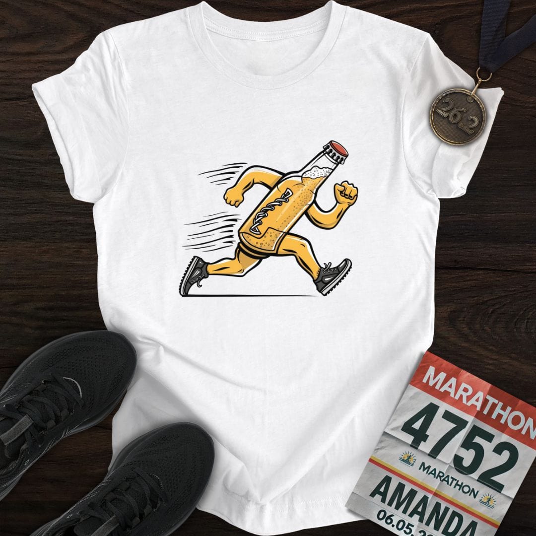 Printify T-Shirt White / S Beer Bottle Runner T-Shirt