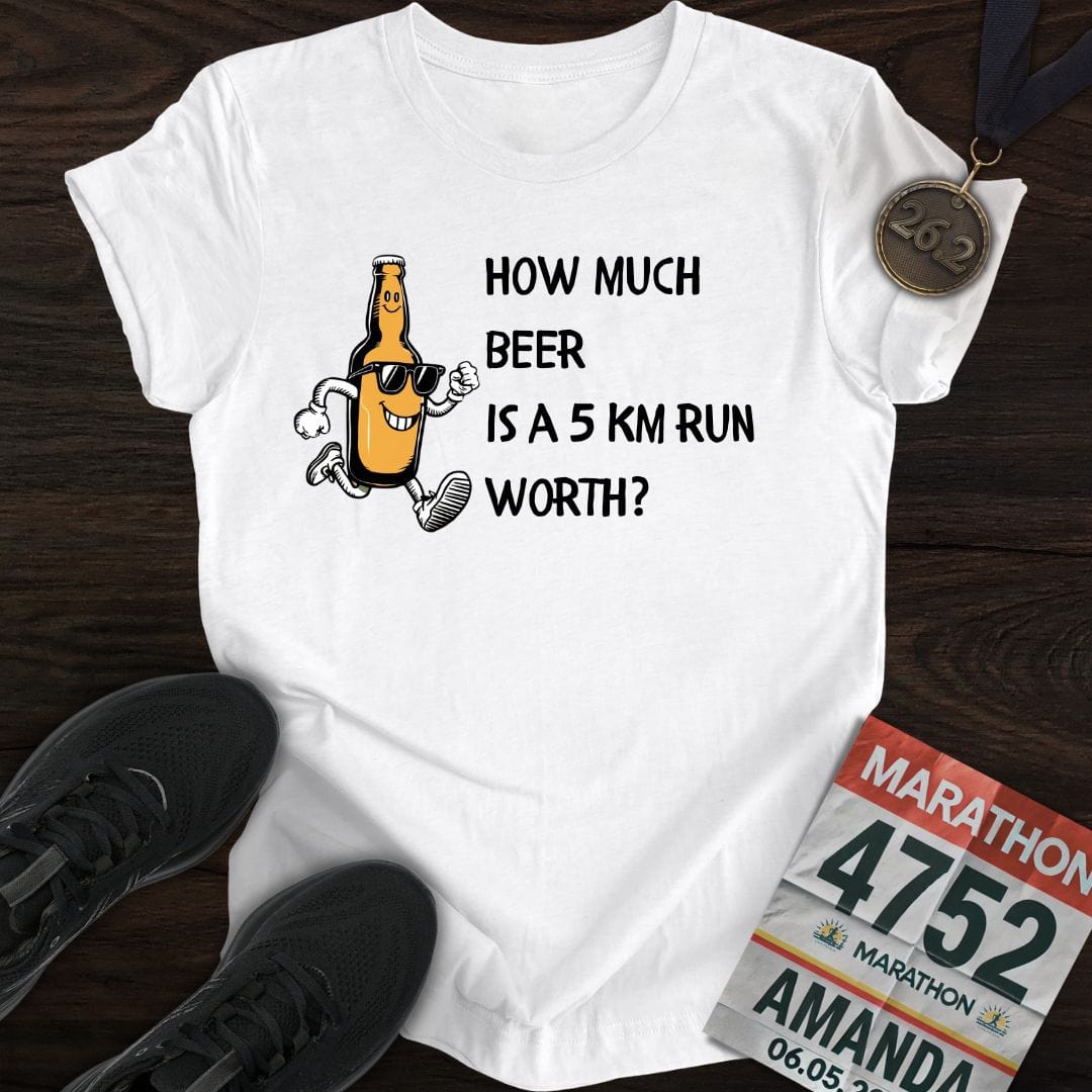 Printify T-Shirt White / S Drink Beer Run 5KM T-Shirt