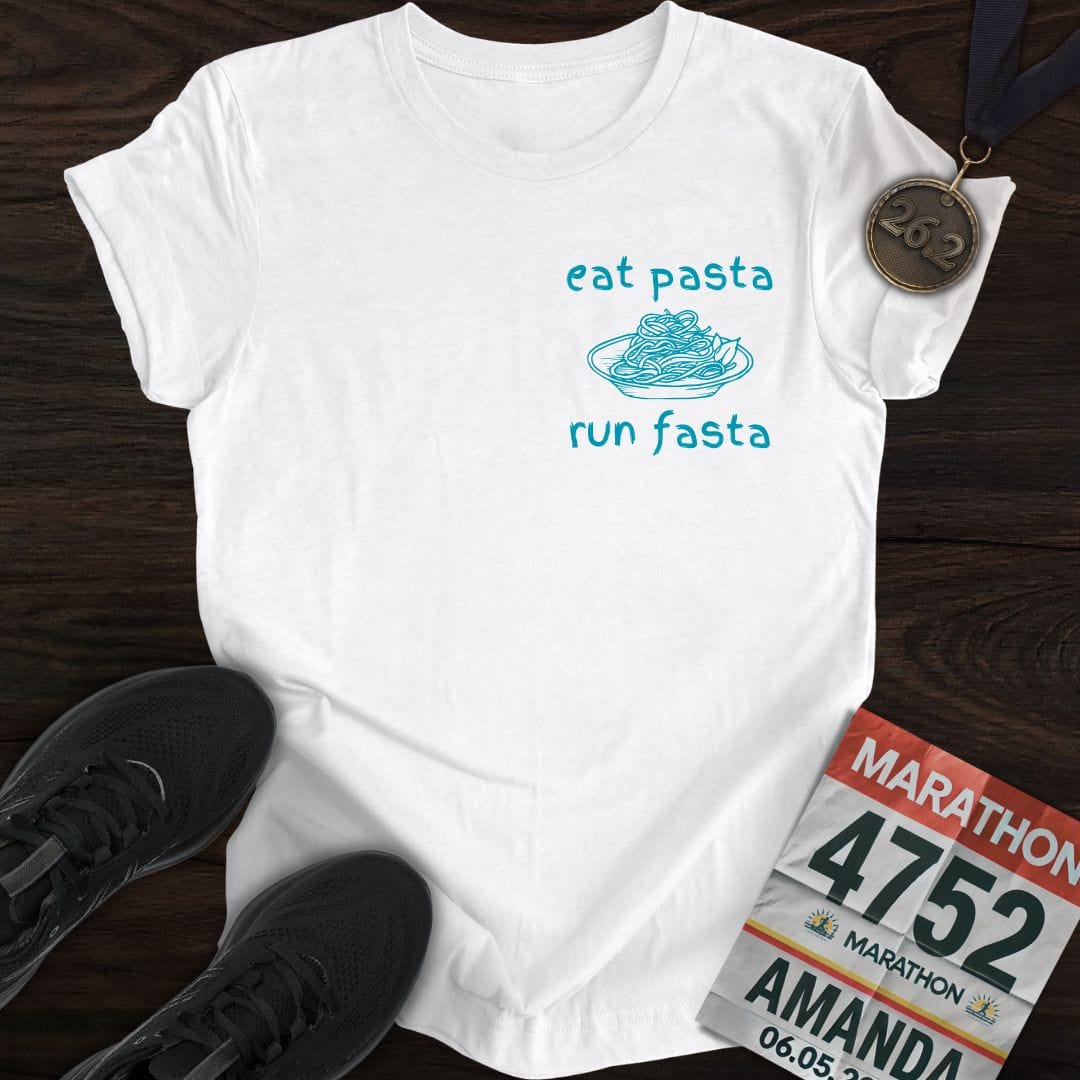 Printify T-Shirt White / S Eat Pasta and Run Fasta