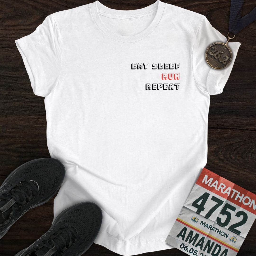 Printify T-Shirt White / S Eat Sleep RUN Repeat T-Shirt
