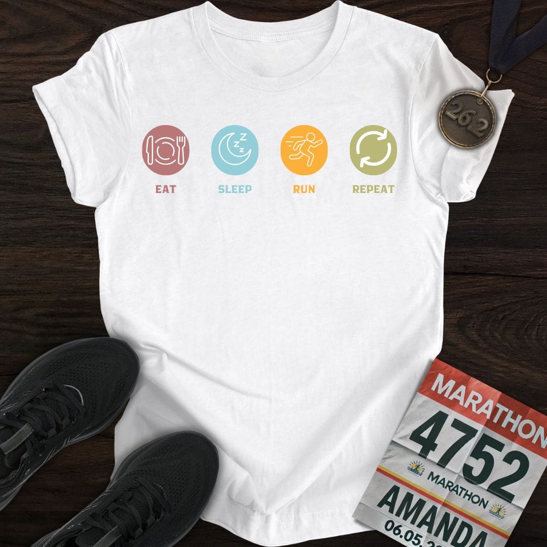 Printify T-Shirt White / S Eat Sleep Run T-Shirt