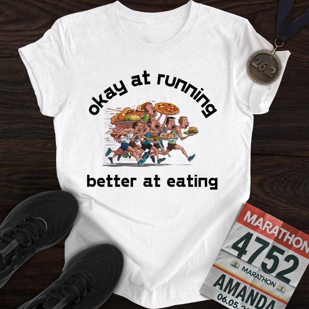 Printify T-Shirt White / S Eating and Keep Running T-Shirt
