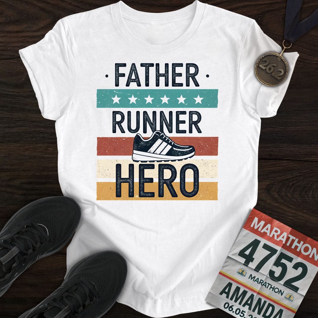 Printify T-Shirt White / S Father Runner Hero T-shirt