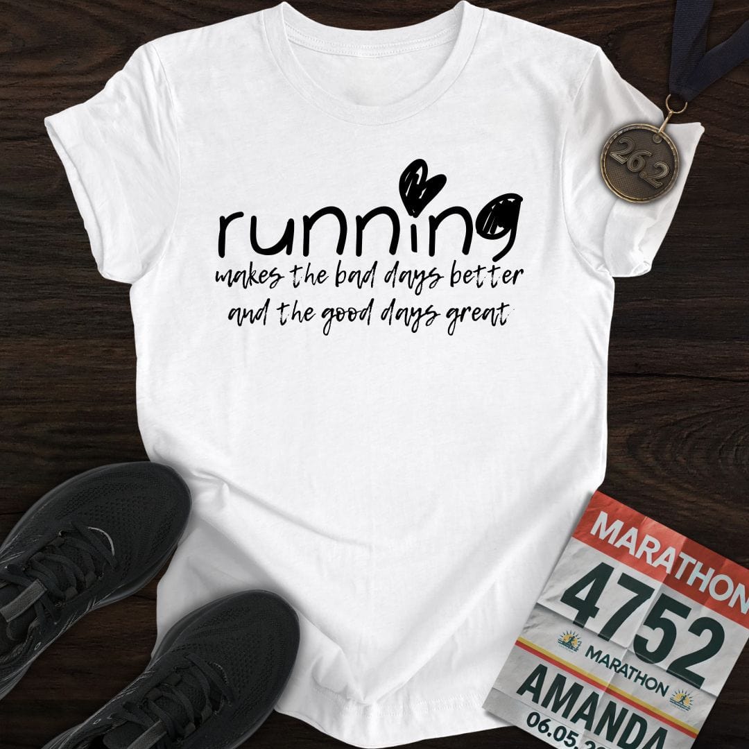 Printify T-Shirt White / S Good Days Running T-shirt