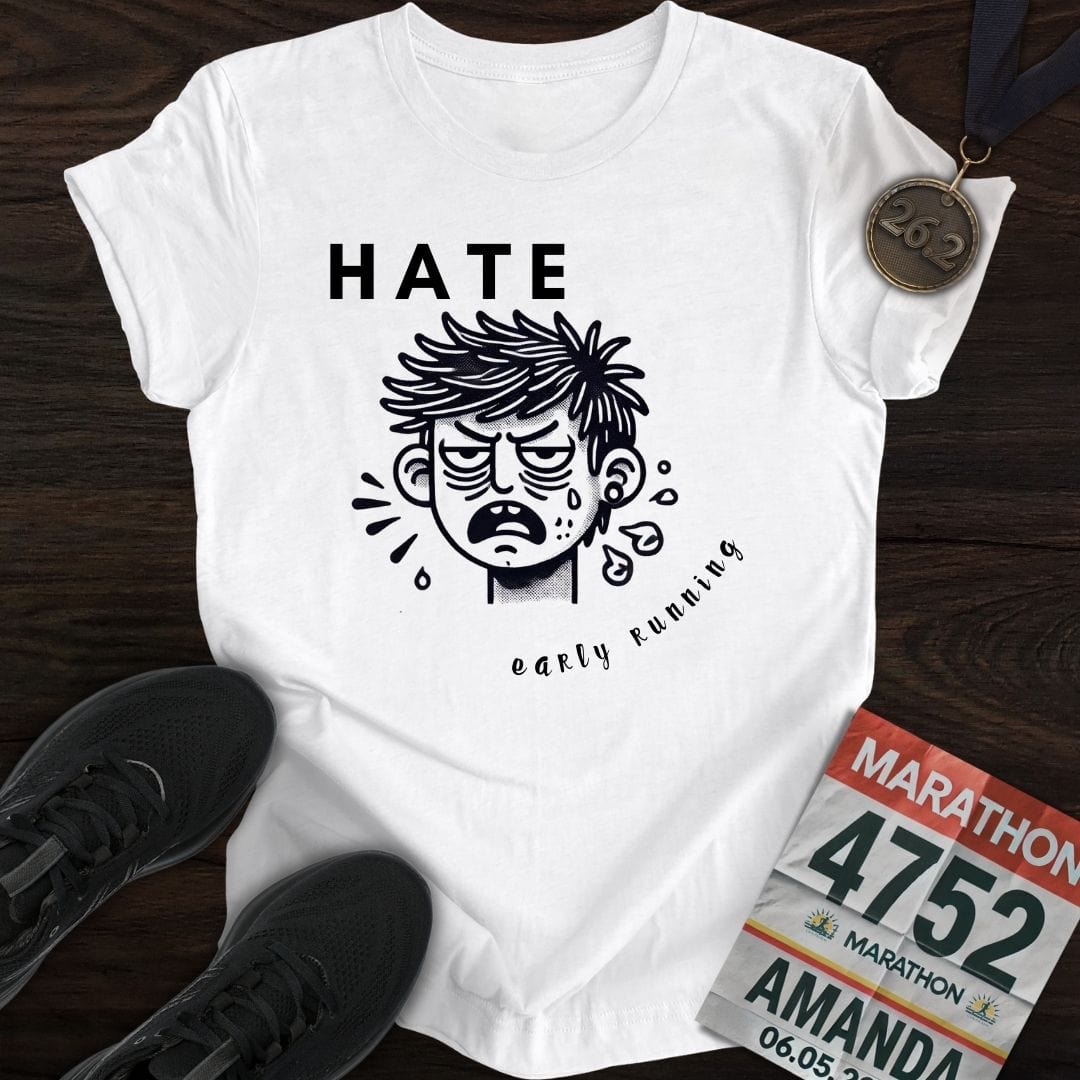 Printify T-Shirt White / S Hate Early Running T-Shirt