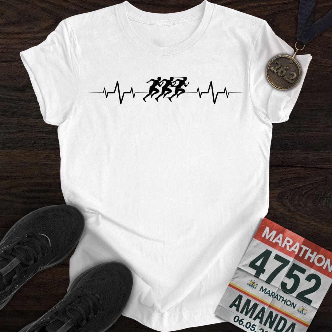 Printify T-Shirt White / S Heart Rhythm Runner T-Shirt