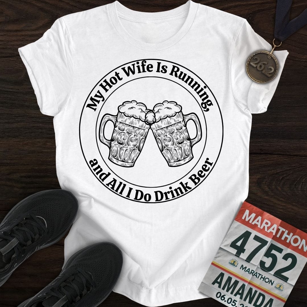 Printify T-Shirt White / S Hot Wife is Running T-Shirt
