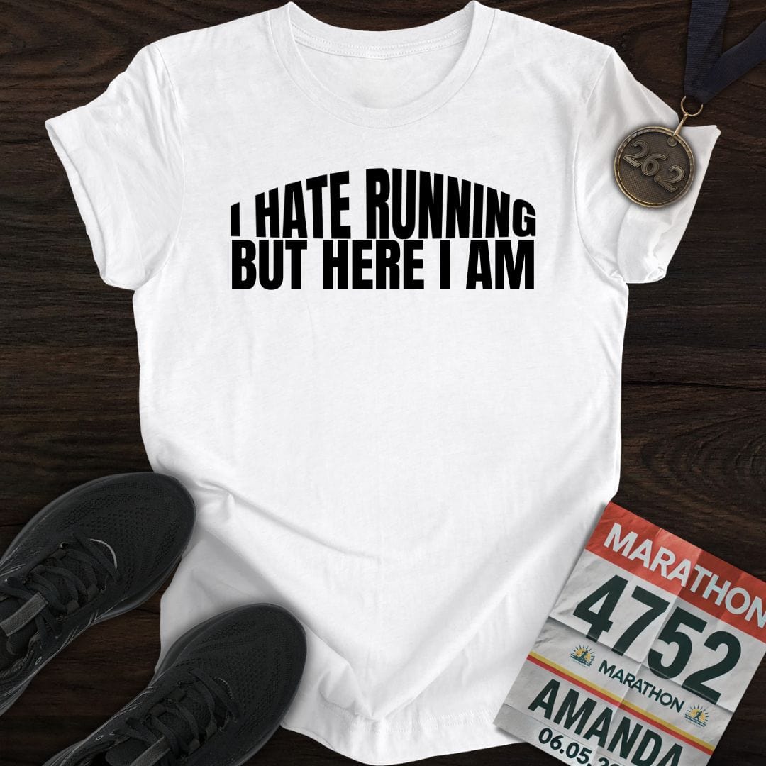 Printify T-Shirt White / S I Hate Running -2- T-Shirt