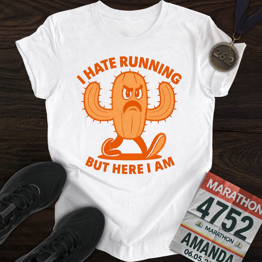 Printify T-Shirt White / S I Hate Running -3- T-Shirt