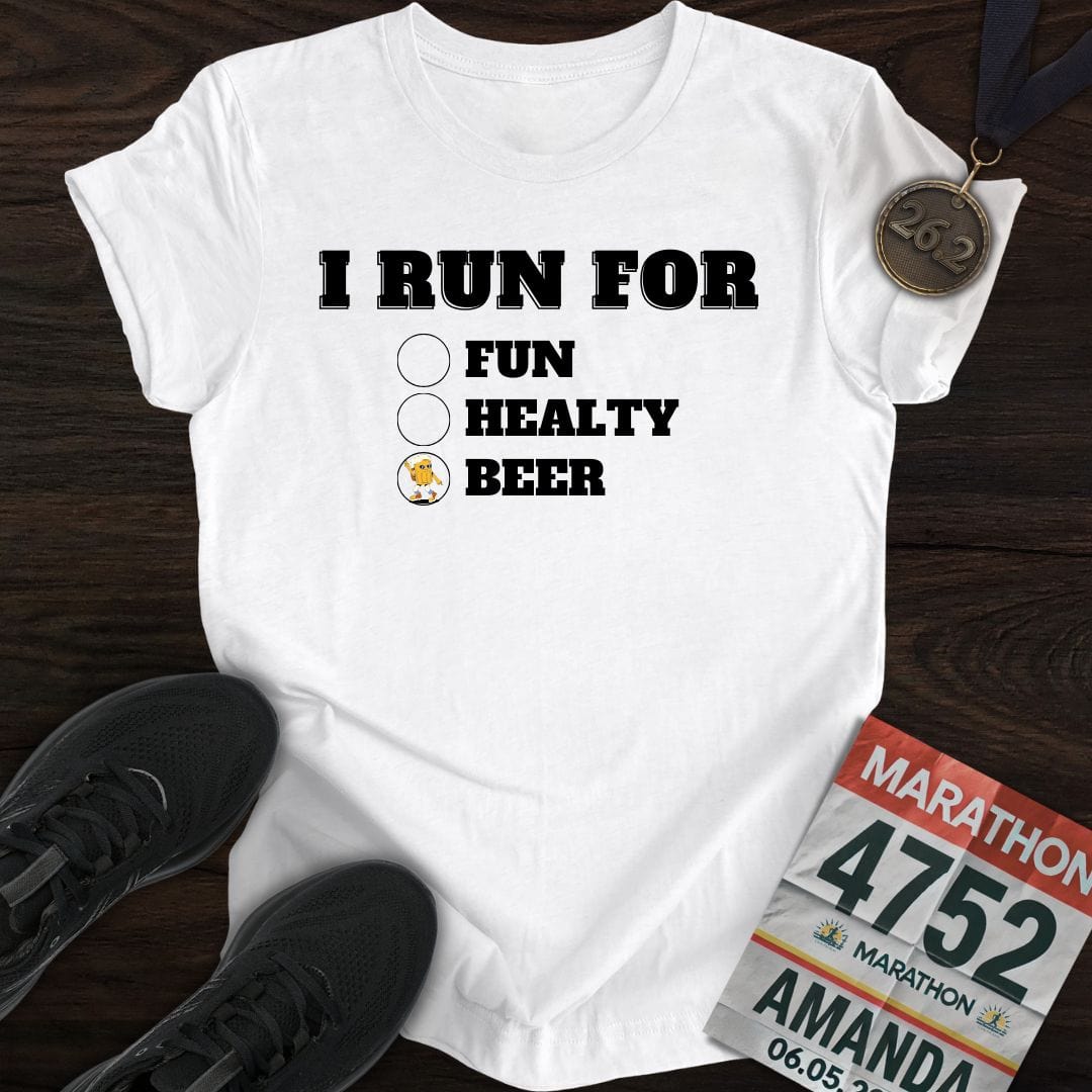 Printify T-Shirt White / S I Run for Beer T-Shirt
