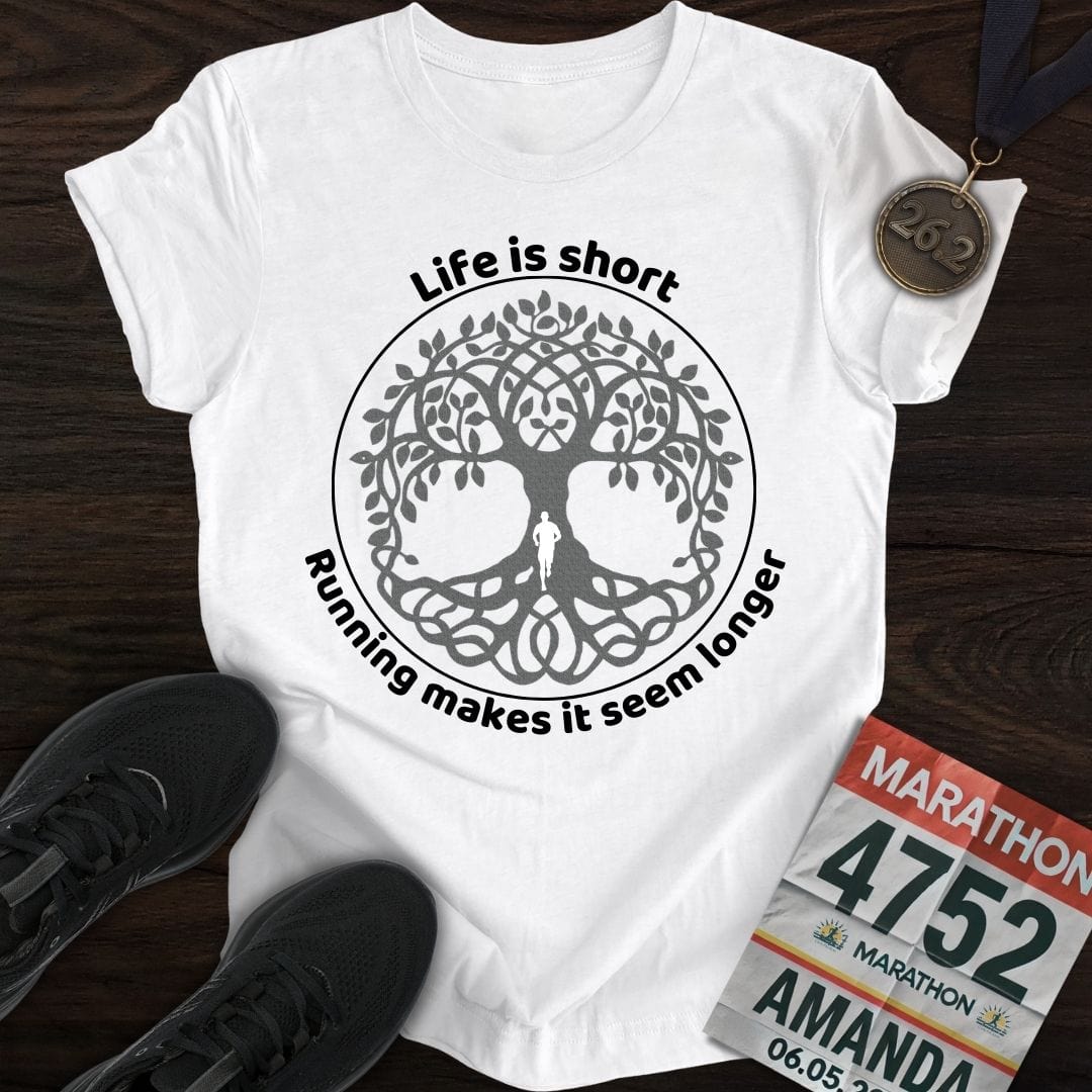 Printify T-Shirt White / S Life Is Short Go Run T-Shirt