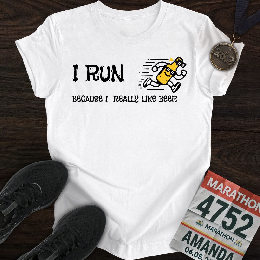 Printify T-Shirt White / S Like Run for Beer T-Shirt