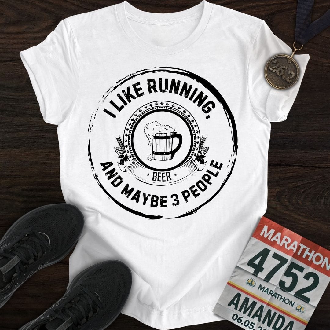 Printify T-Shirt White / S Like Running and Beer T-shirt