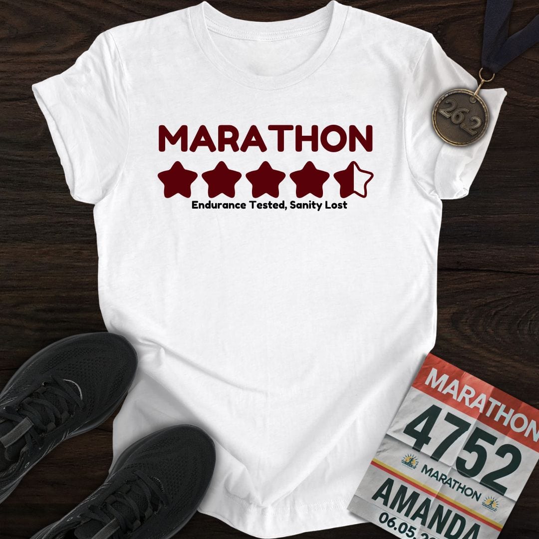 Printify T-Shirt White / S Marathon: Endurance Tested, Sanity Lost T-shirt