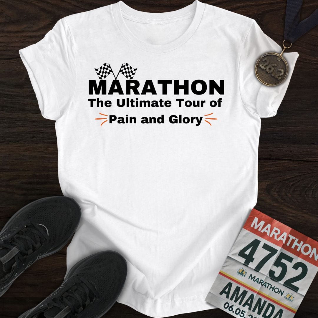 Printify T-Shirt White / S Marathon: Pain&Glory T-shirt