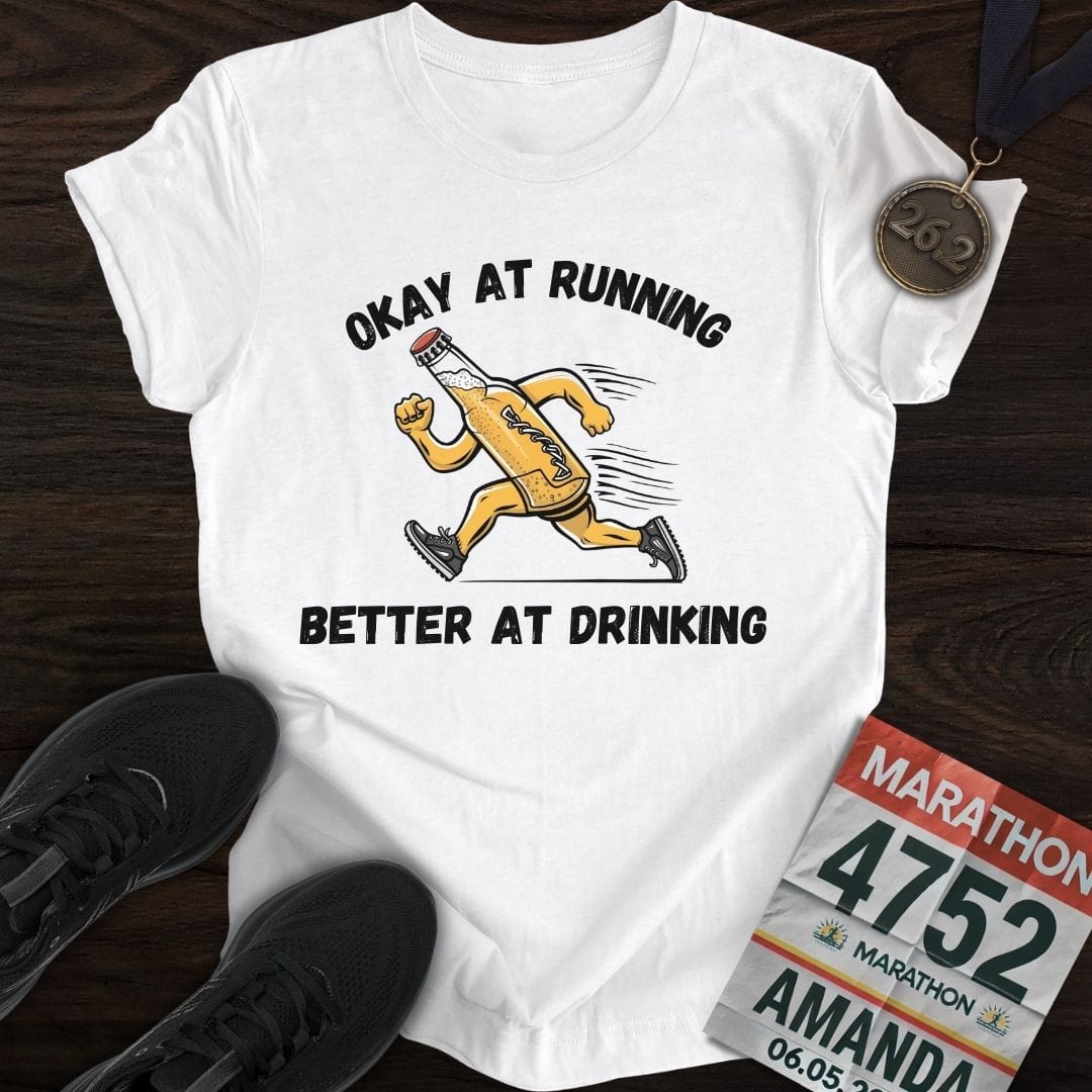 Printify T-Shirt White / S Okay at Running T-Shirt