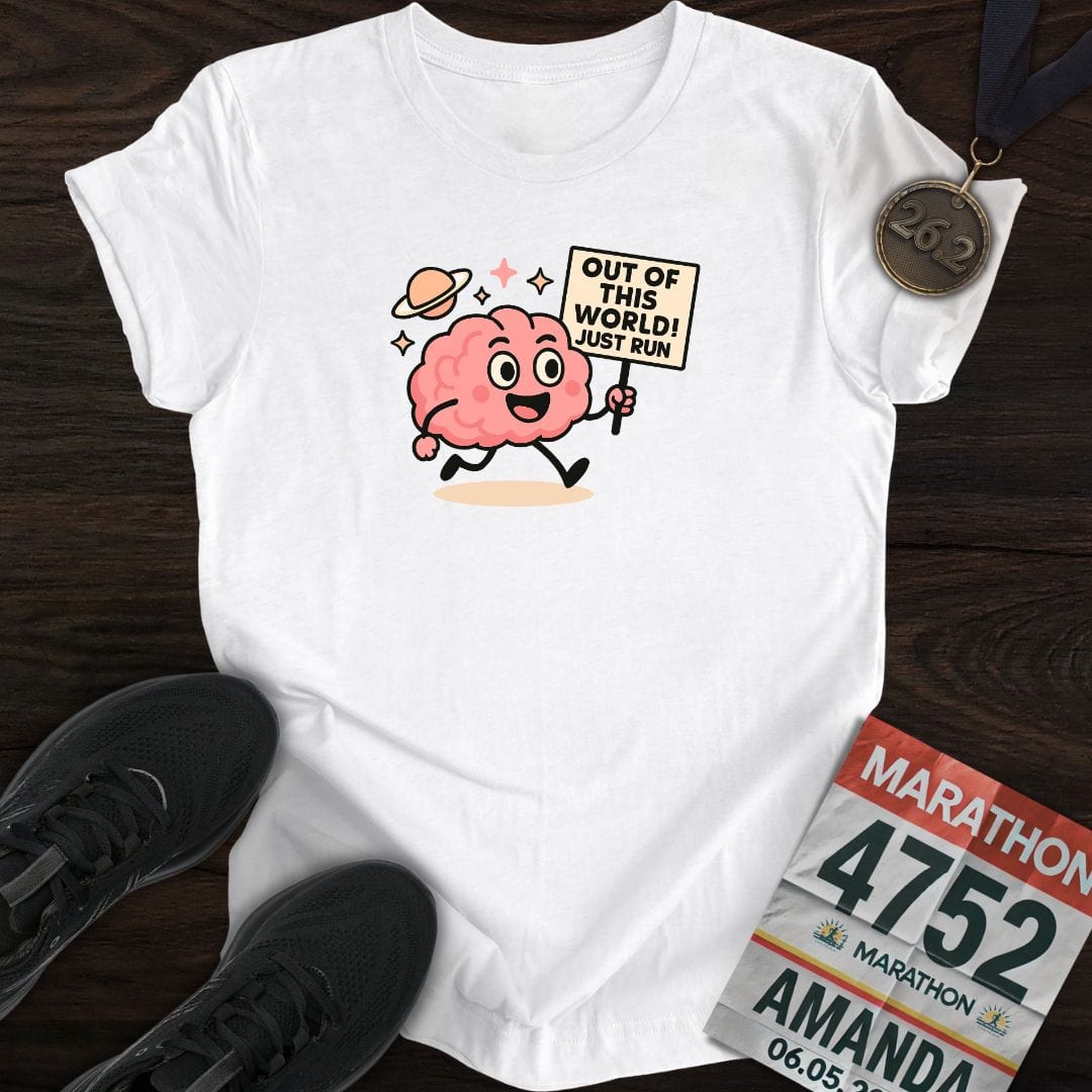 Printify T-Shirt White / S Out of This World, Just Run T-shirt