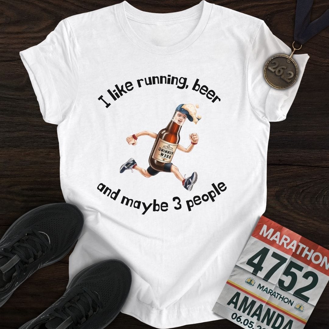 Printify T-Shirt White / S Run And Beer T-Shirt