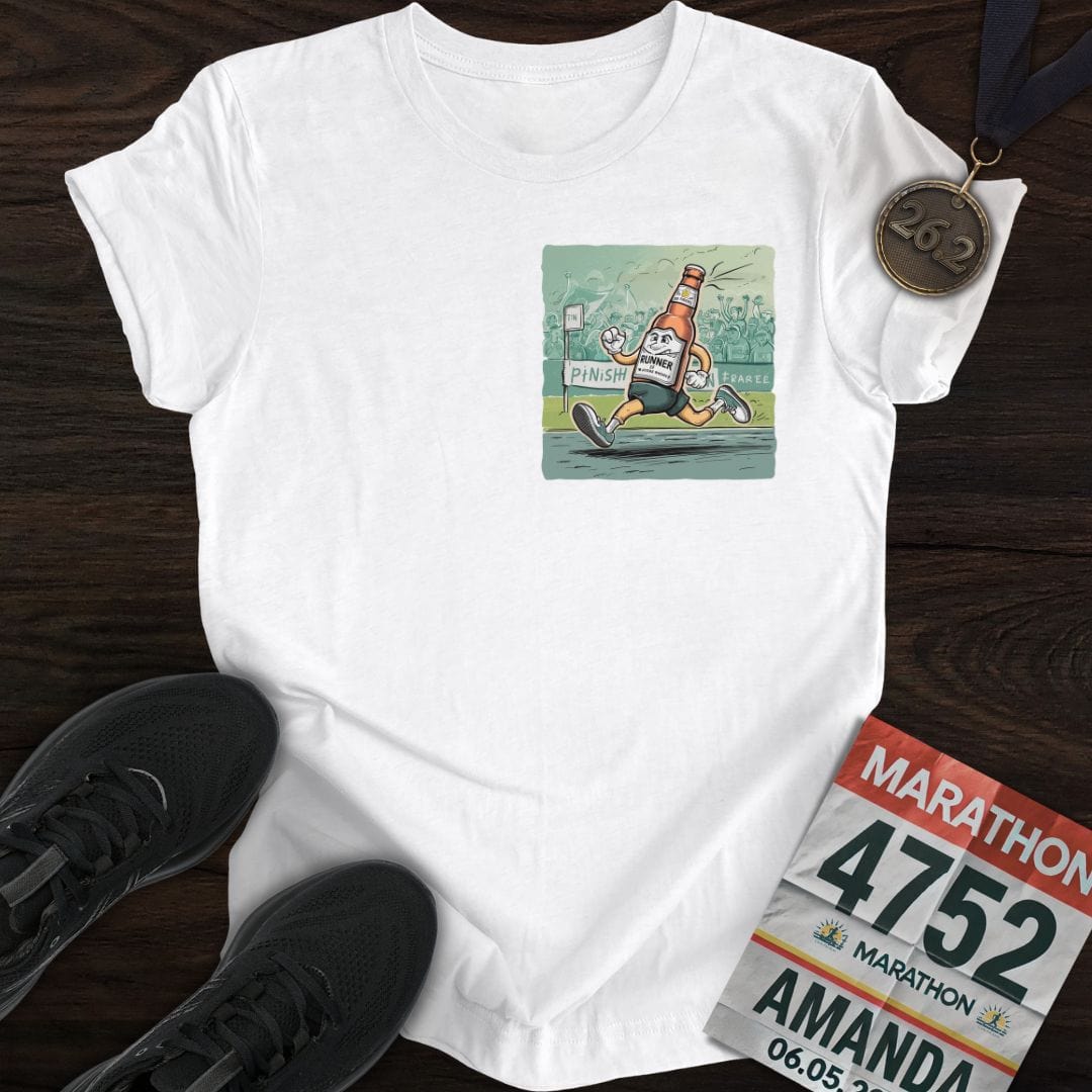 Printify T-Shirt White / S Run Beer Bottle T-Shirt