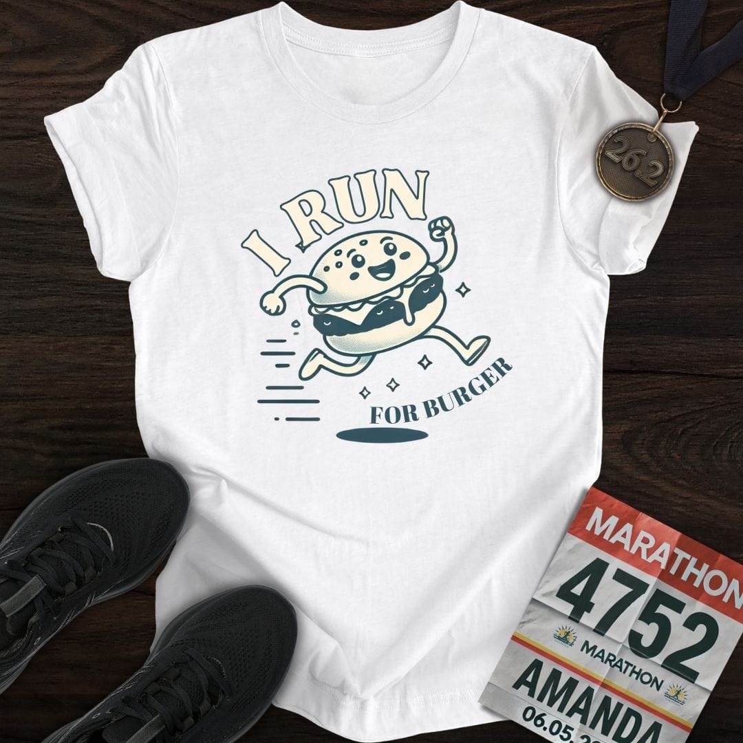 Printify T-Shirt White / S Run For Burger T-Shirt
