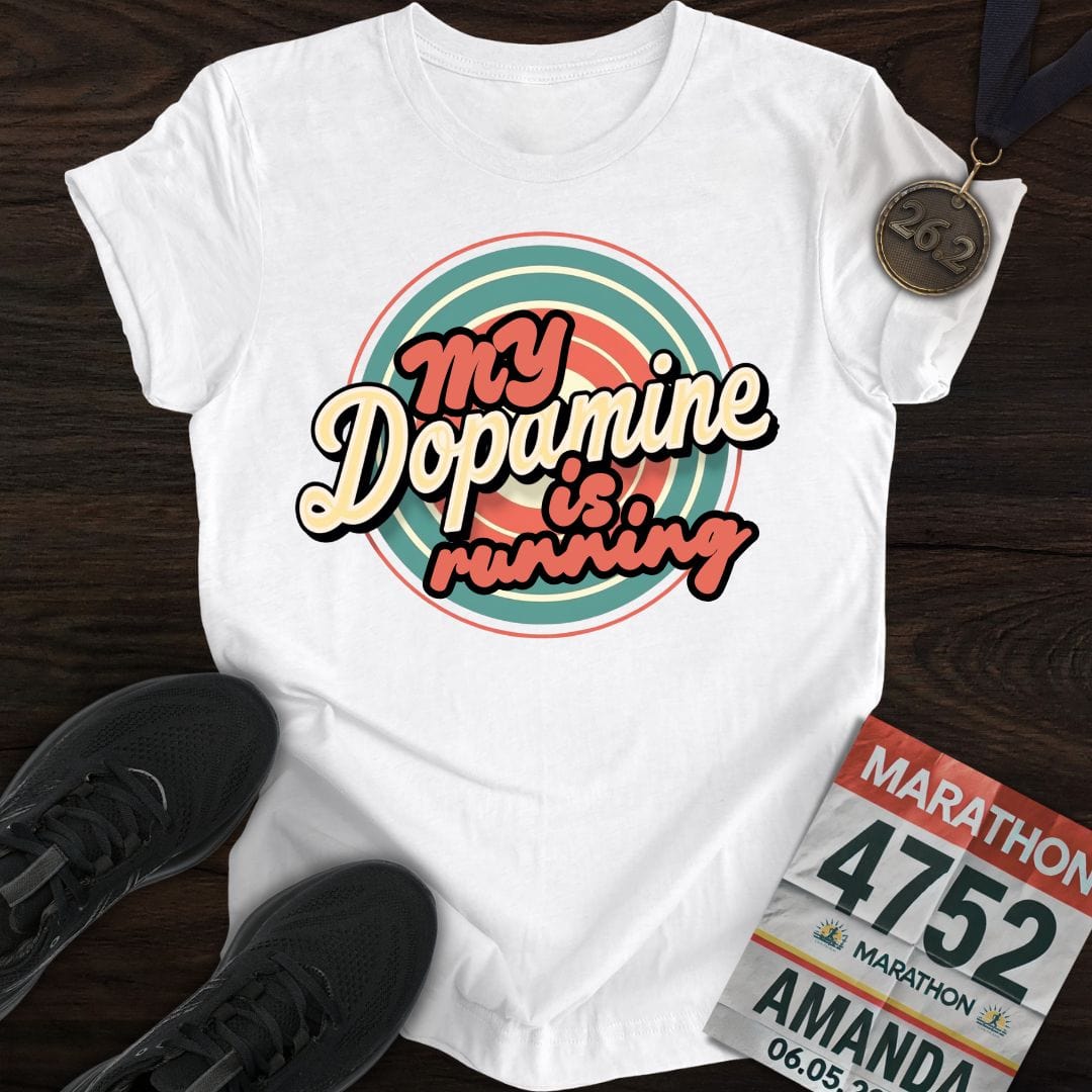 Printify T-Shirt White / S Run For Dopamine -3- T-shirt