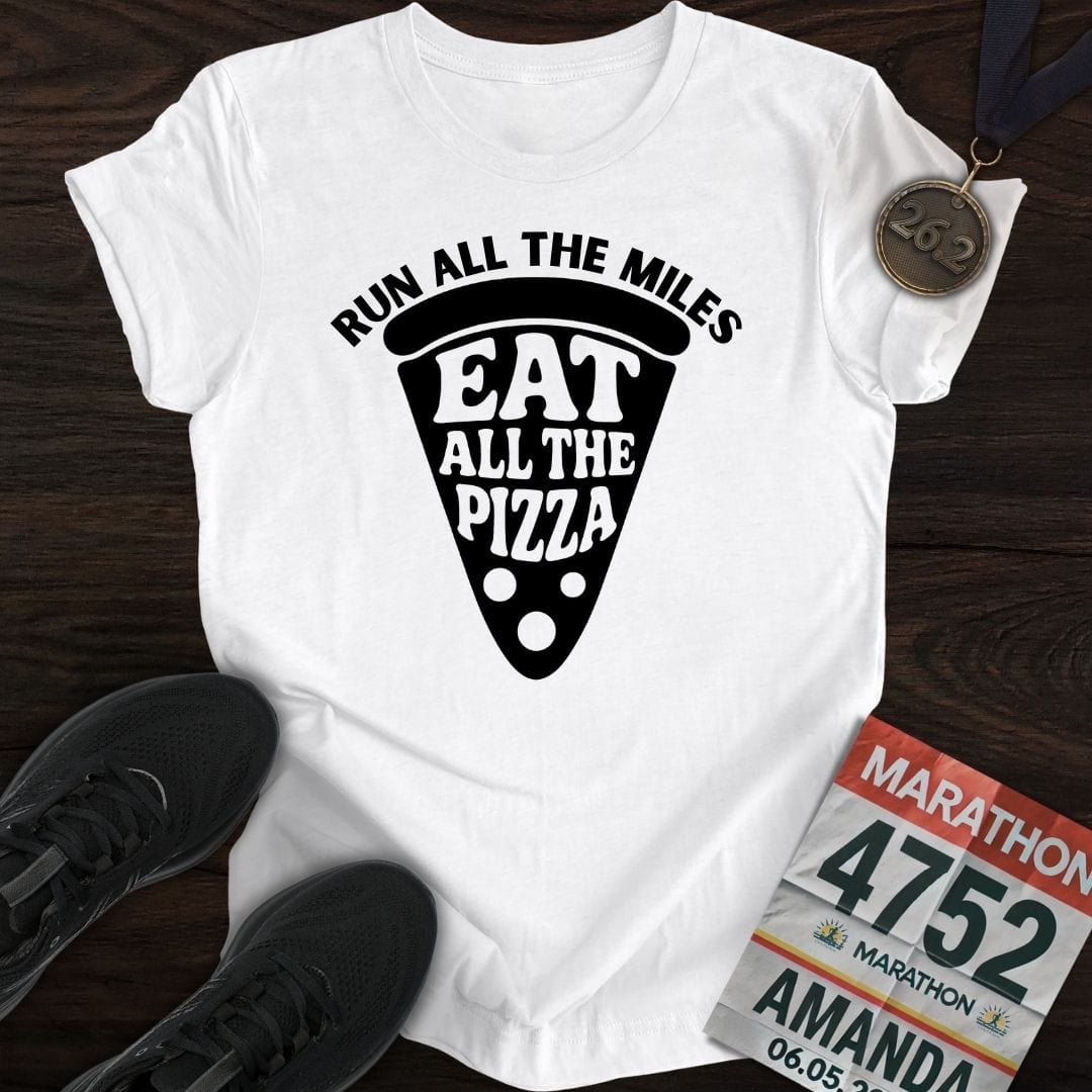 Printify T-Shirt White / S Run For Pizza T-Shirt