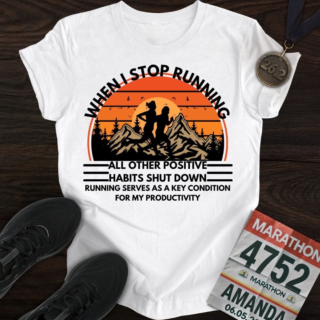 Printify T-Shirt White / S Run For Positive Habits T-shirt