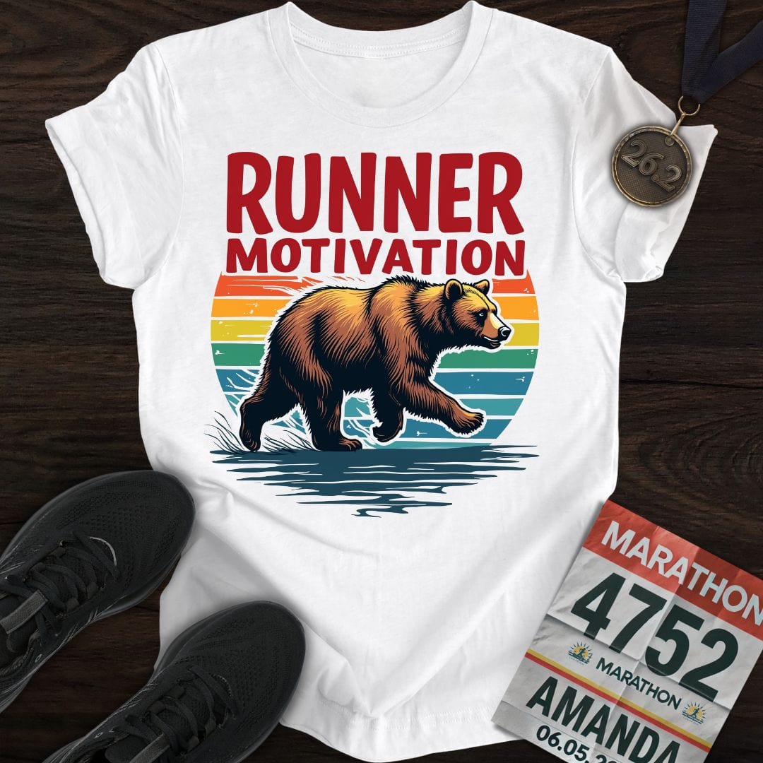 Printify T-Shirt White / S Runner Bear Motivation T-shirt