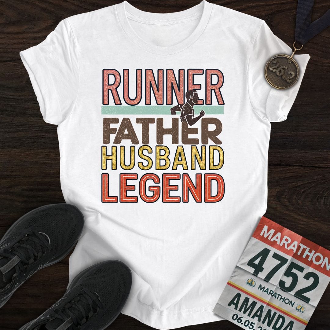 Printify T-Shirt White / S Runner Husband Legend Father T-shirt