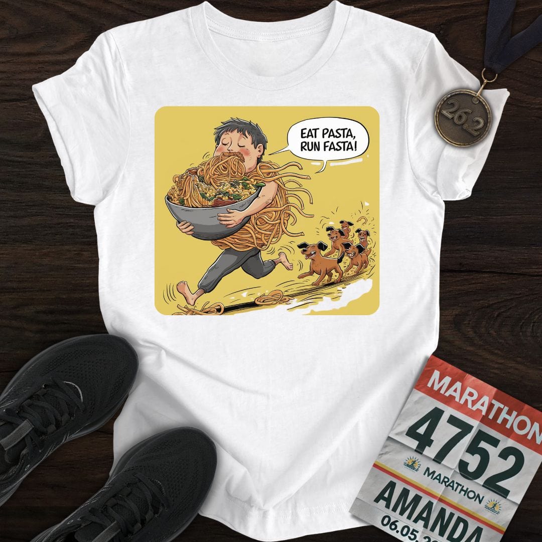 Printify T-Shirt White / S Runner Pasta T-Shirt